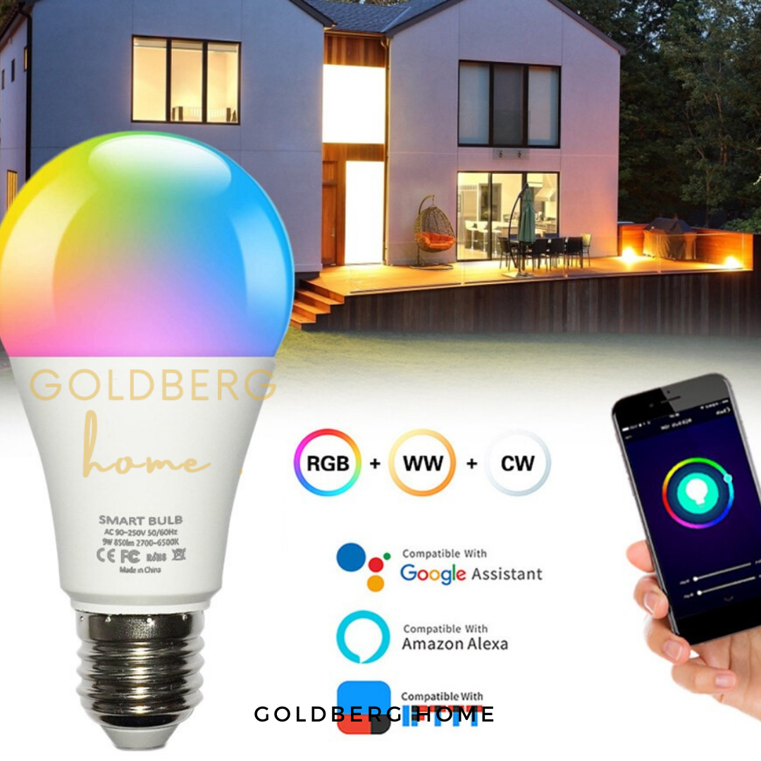 E27 WIFI Smart LED Bulb RGB+C+W Dimmable 9W Goldberg Home SG