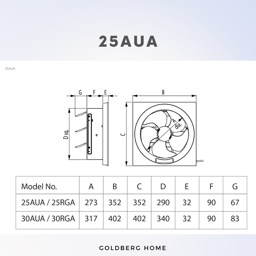KDK 20/25 AUA Exhaust Fan + SG 3PIN Plug