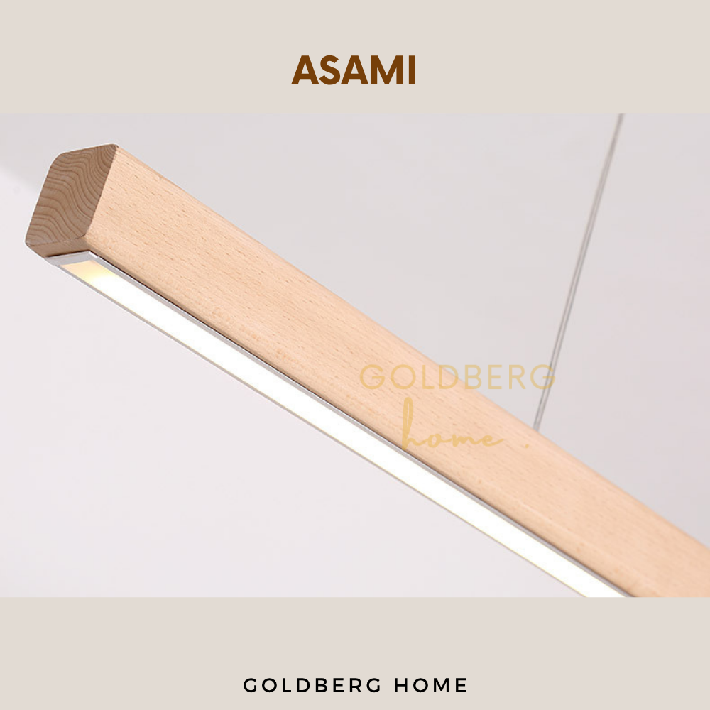 Close up of Asami Hanging Lights | Real Wood Hanging Light | Goldberg Home SG