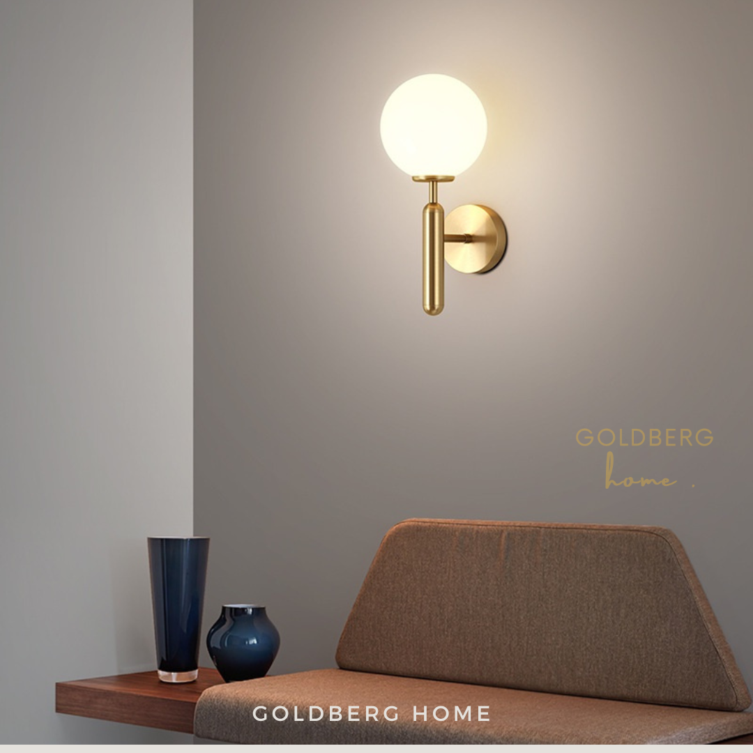 Christo Classic Luxe Gold Wall Lamp suitable for Reading corners | Frosted Wall LampGoldberg Home SG