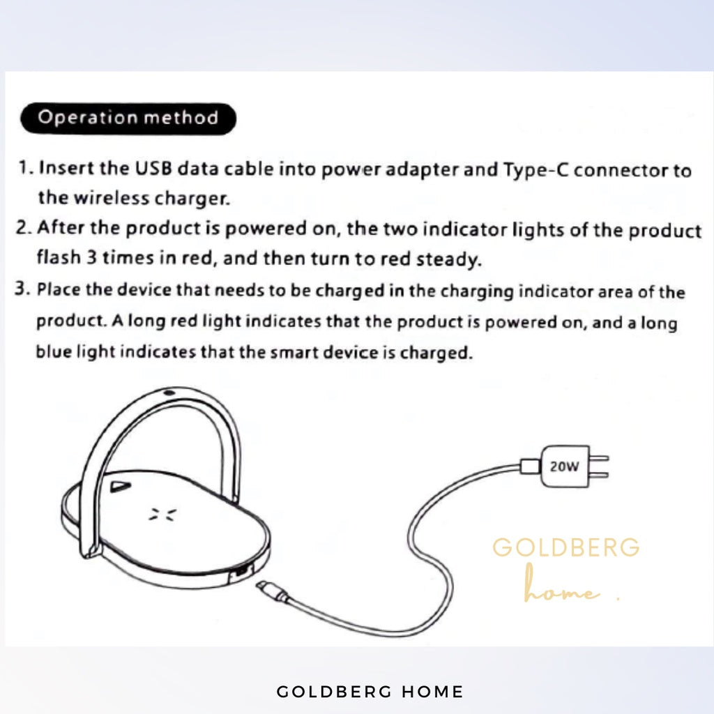 USB Mobile Phone Wireless Charger with night Light Goldberg Home SG