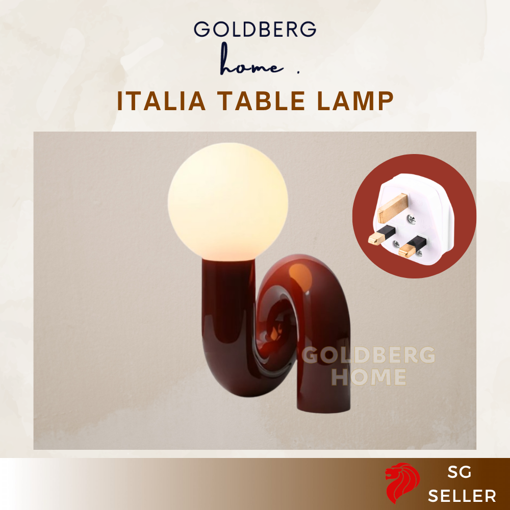Italia Table Lamp - Wine Red- SG safety 3pin plug - Bedroom Light | Goldberg Home