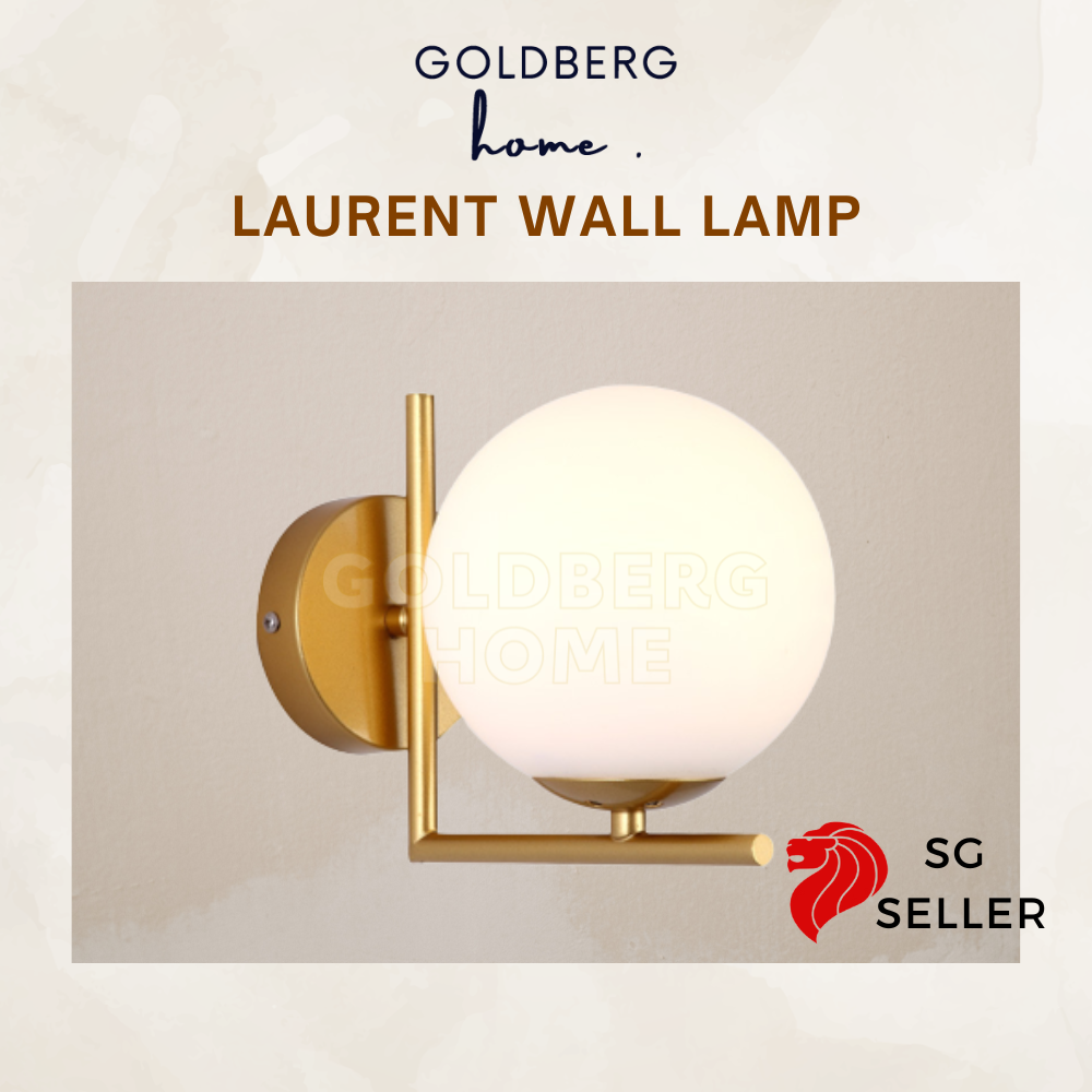Laurent Luxe Gold & White Spherical Wall Lamp 18CM
