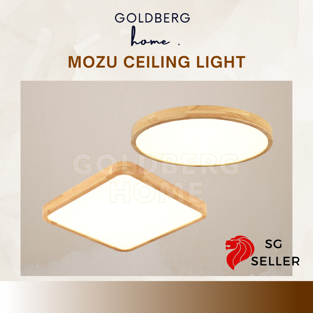 Mozu Real Wood 24W 36W, 30CM/40CM LED Ceiling Light, Daylight 3Tone -Full Wood frame