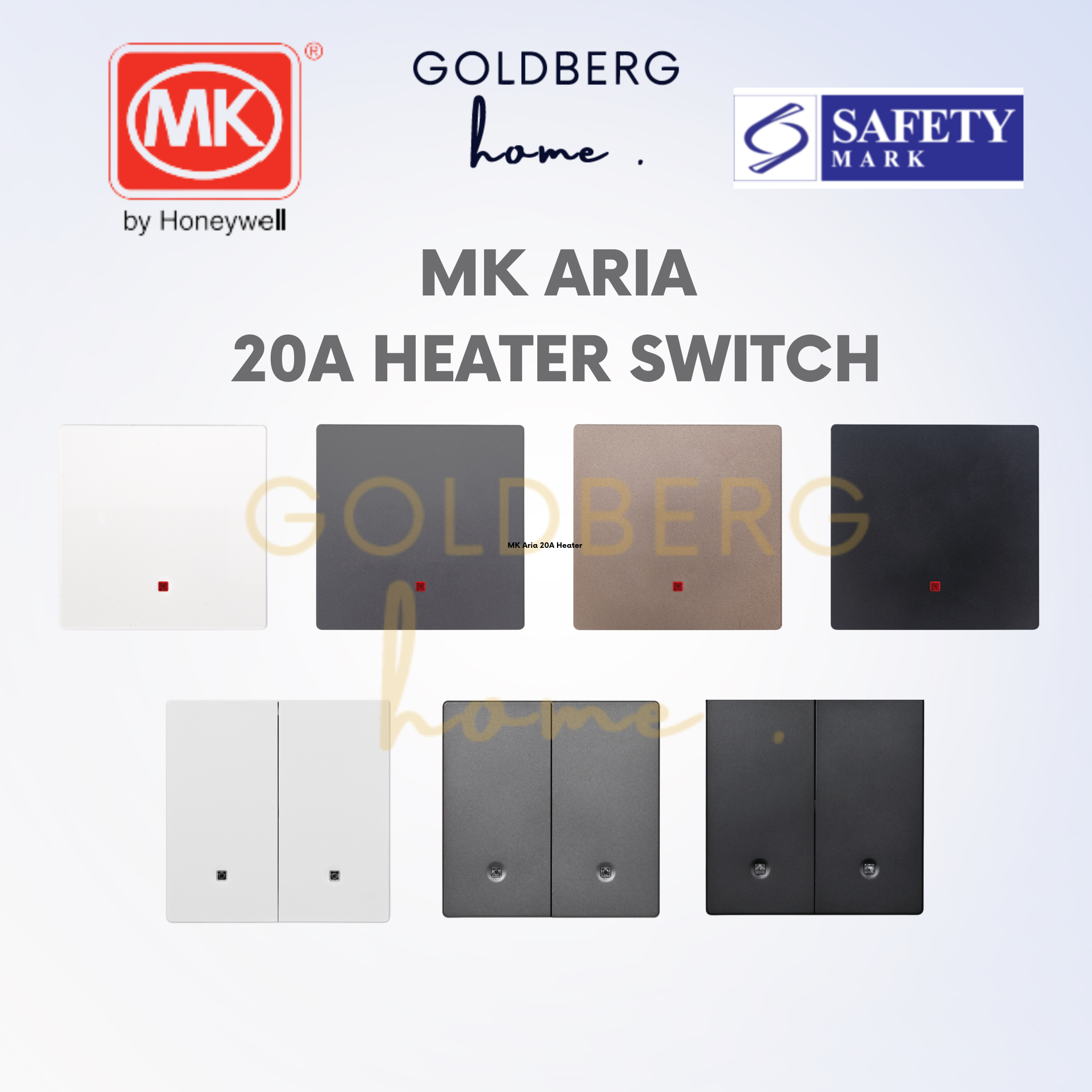 MK Aria 20A Heater 1G1W 1G2W 2G1W Grey Rose Gold Black | Goldberg Home