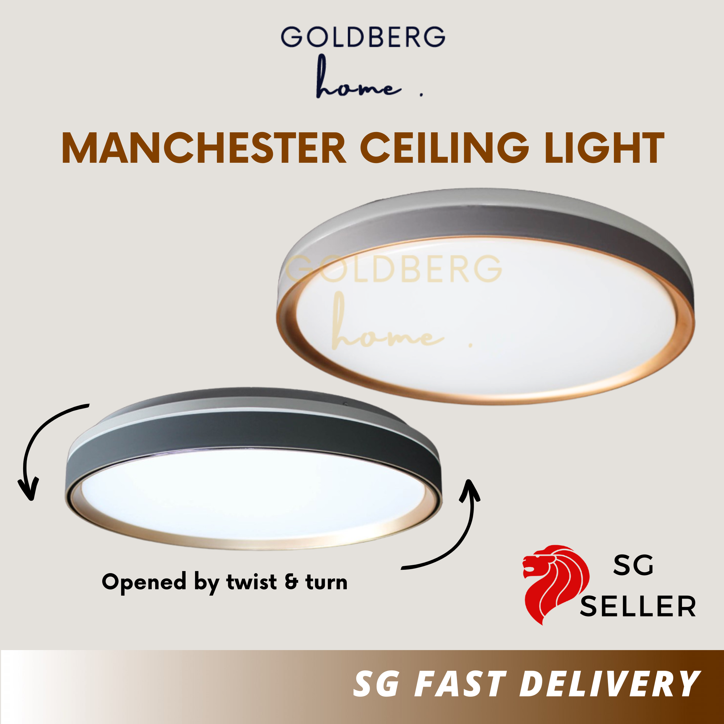 Manchester LED 39cm 36W Ceiling Light Goldberg Home SG