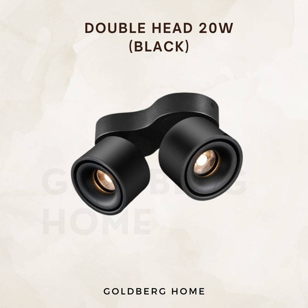 Black Double Max Adjustable Spotlight | Surface Mounted Spotlight | Goldberg Home SG