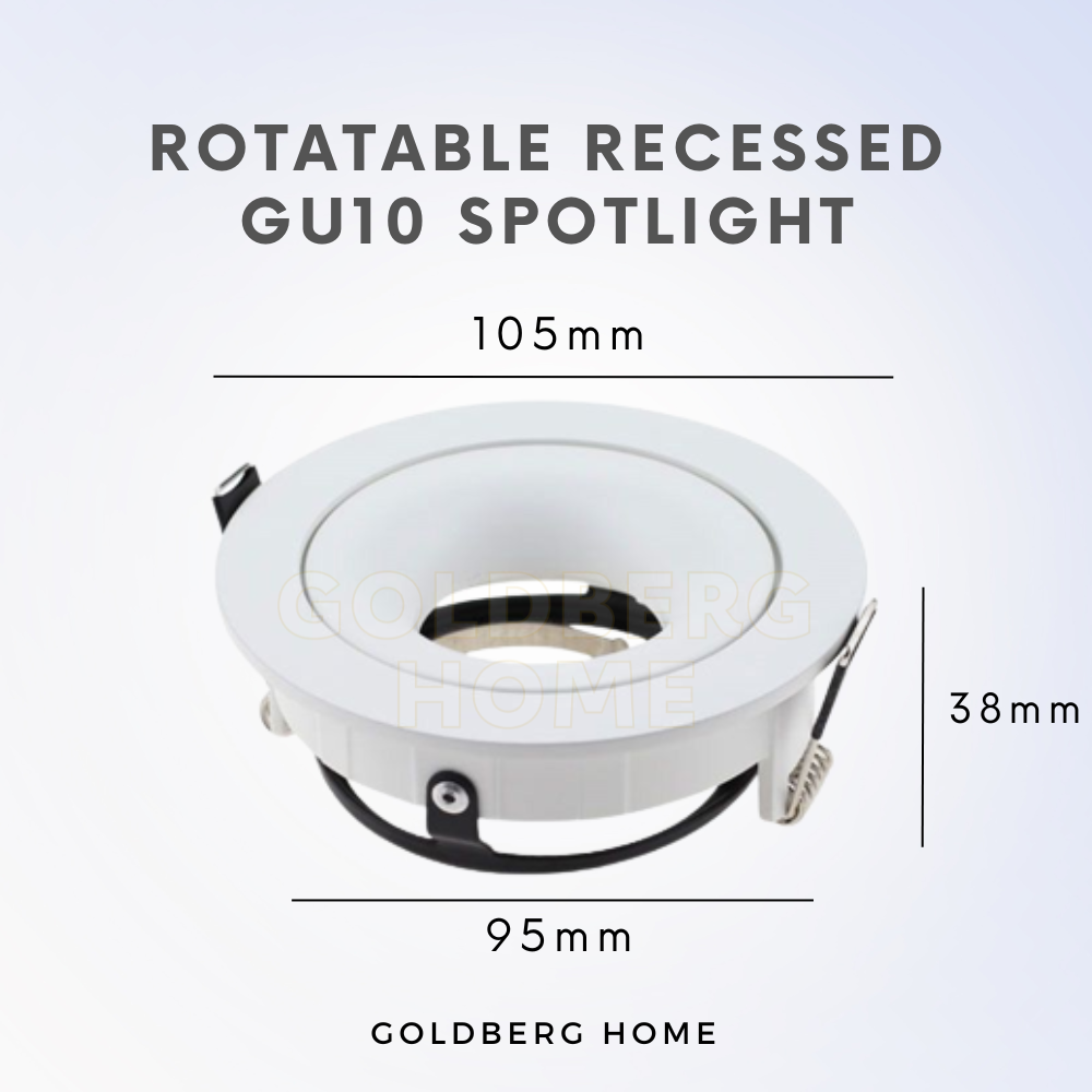 Pasing Rotatable Recessed GU10 Spotlight Downlight (95mm) Round Black White
