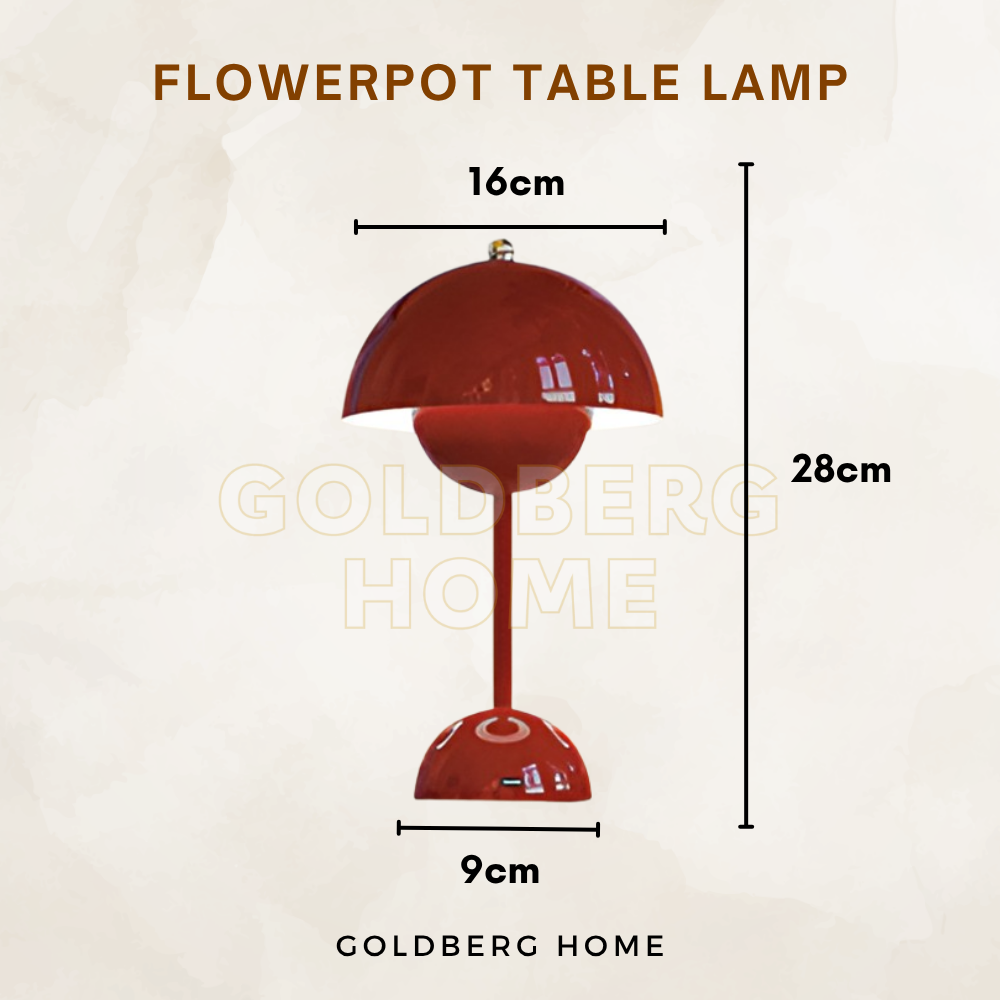 Flowerpot Table Lamp - Wine Red - Bedroom Light | Goldberg Home