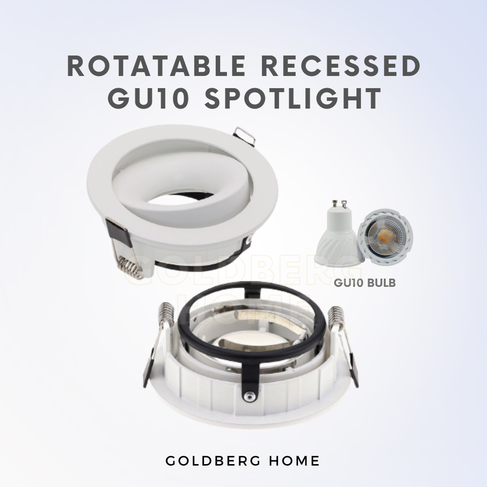 Pasing Rotatable Recessed GU10 Spotlight Downlight (95mm) Round Black White