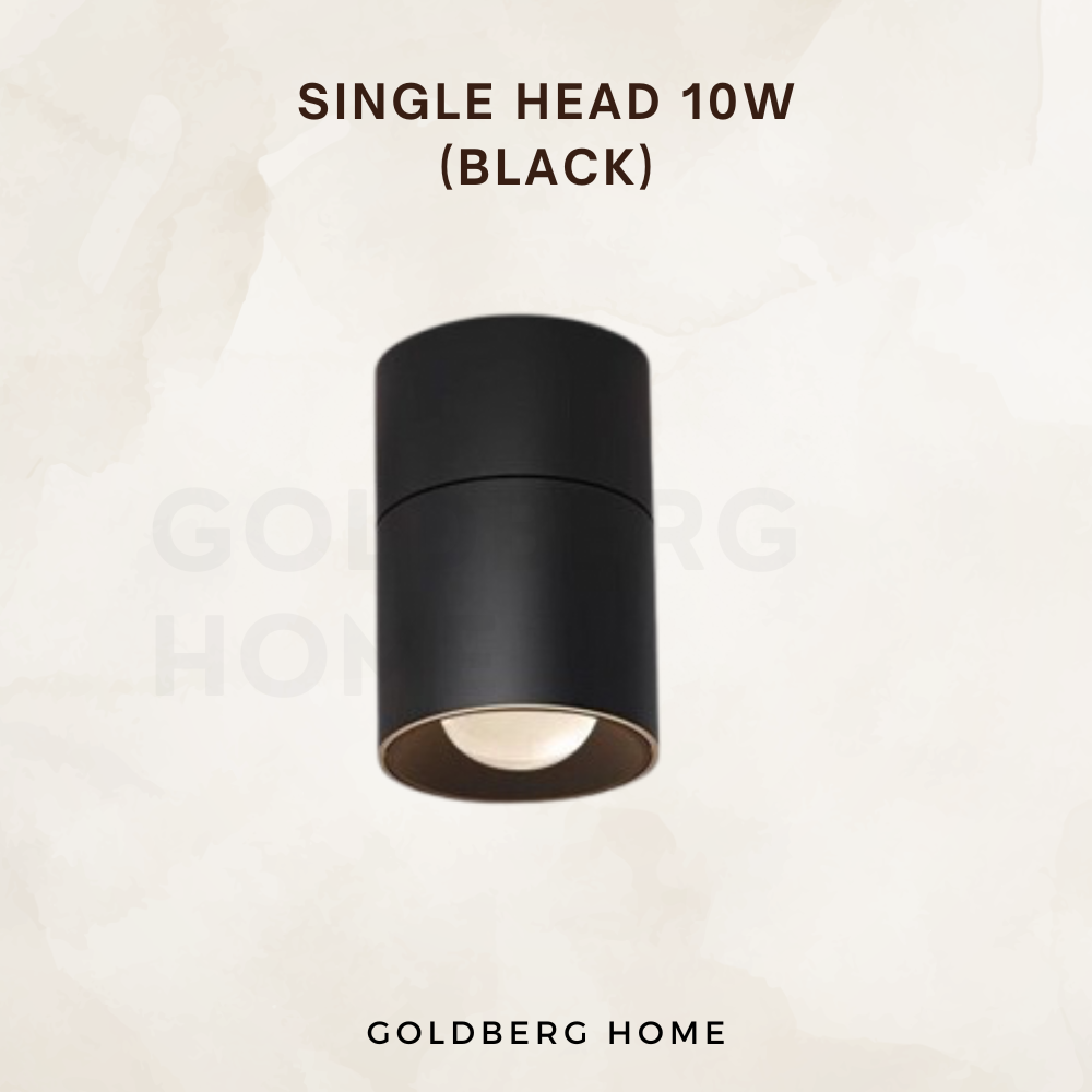 Black Dutti Single Head 10W spotlight. Industrial style Goldberg Home accent light for SG homes.