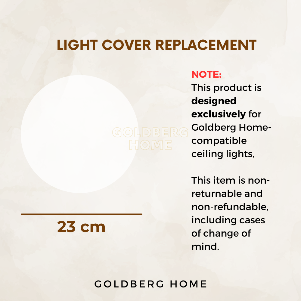 Goldberg Home 23cm round ceiling light cover replacement in minimalist matte white