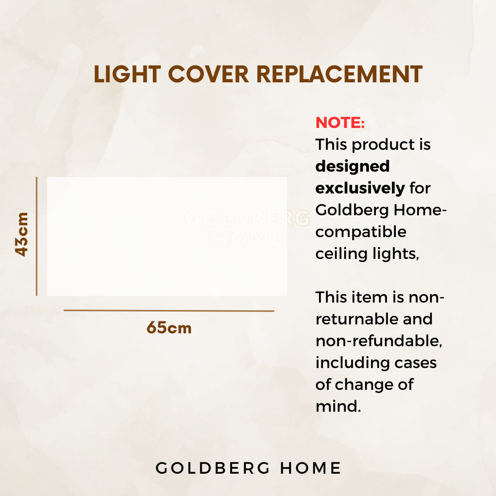 Goldberg Home 65cm rectangular LED ceiling light replacement cover in frosted finish