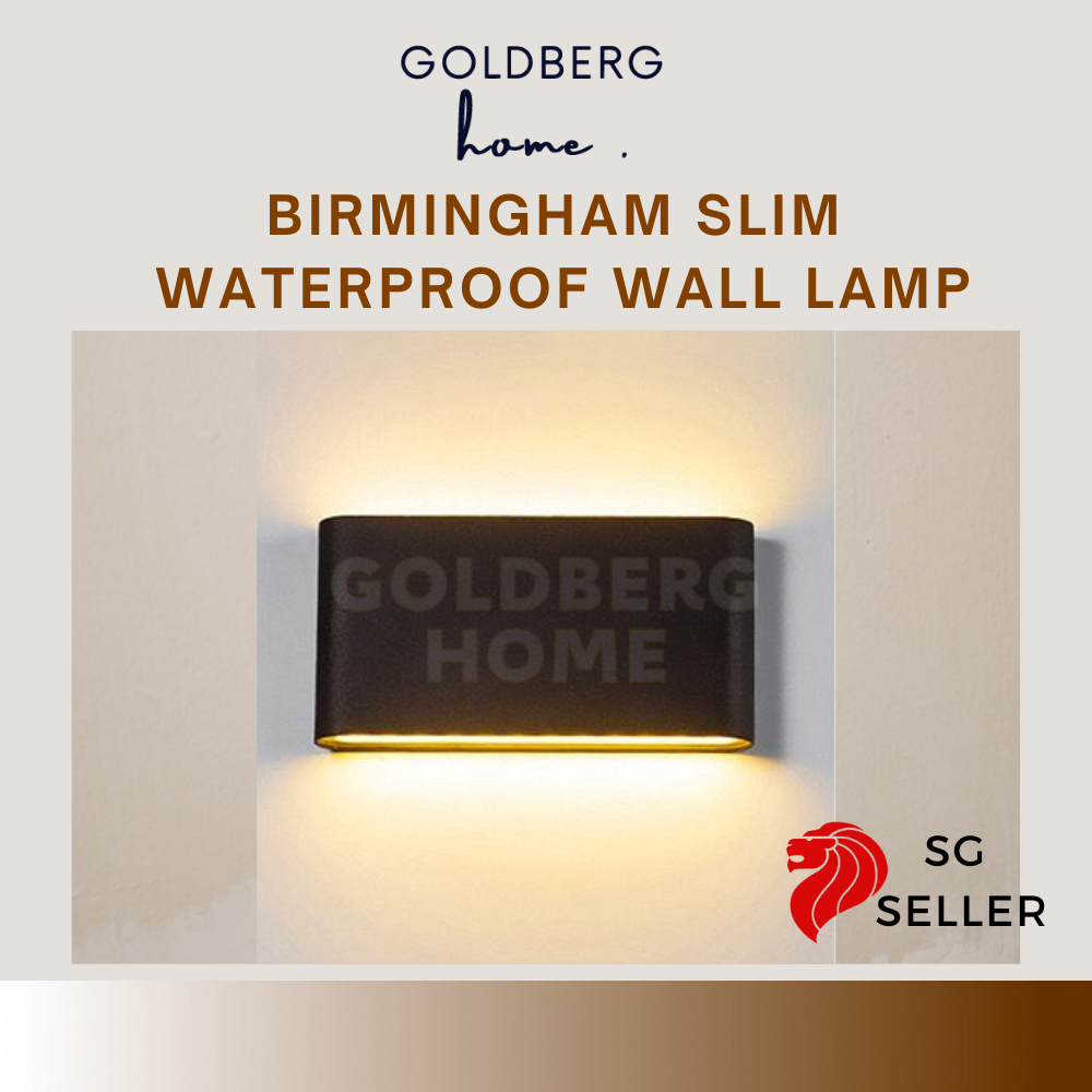 Goldberg Home Birmingham IP65 waterproof outdoor LED wall lamp in matte black.