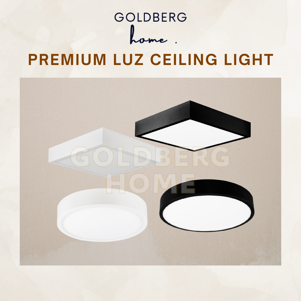 Premium Luz LED ceiling light collection by Goldberg Home. Round and Square designs in Black and White finishes.