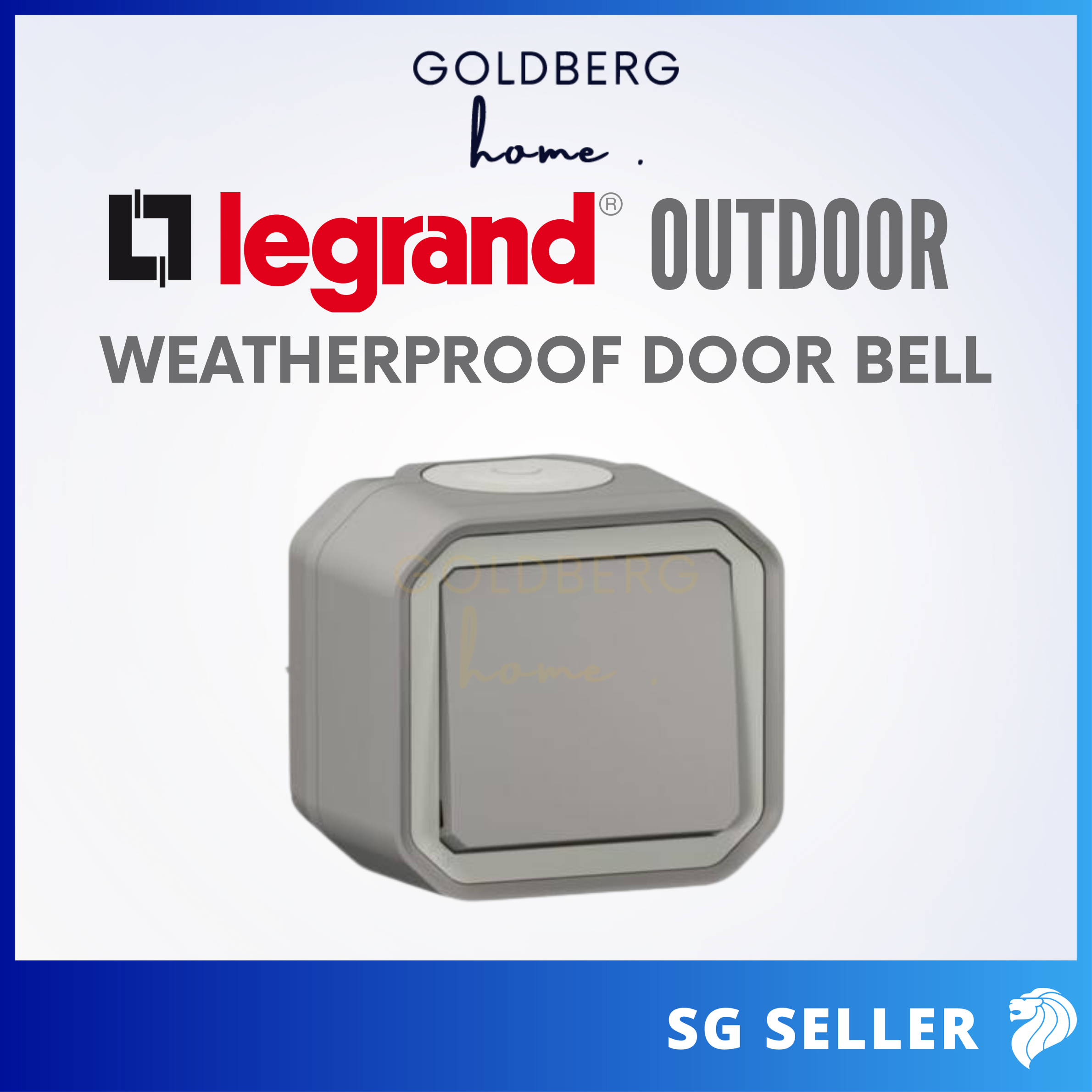 Legrand IP55 Weatherproof Doorbell Switch by Goldberg Home. Durable outdoor push button for Singapore homes. IP55