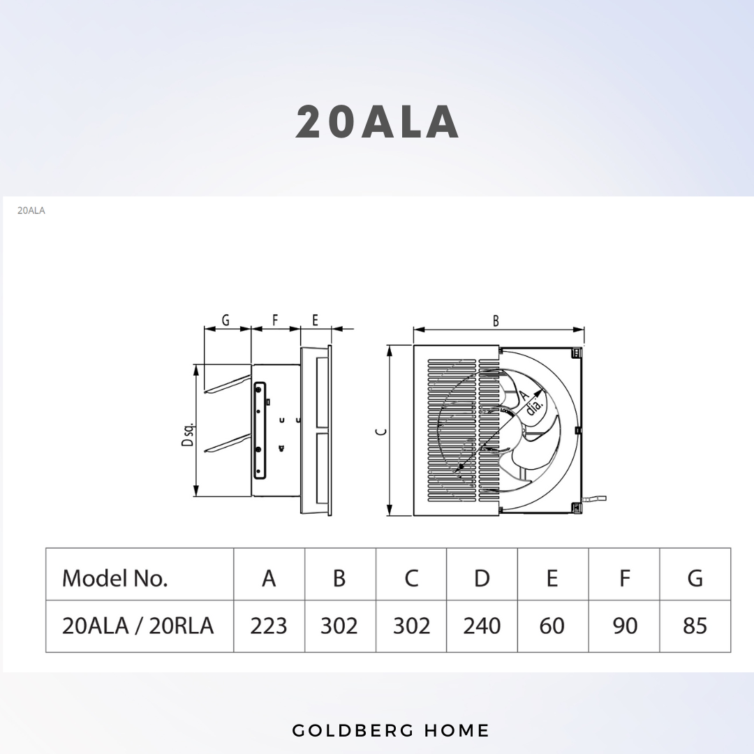 250mm x 250mm installation hole size for KDK 20ALA, standard wall mount specs for HDB and Condo.