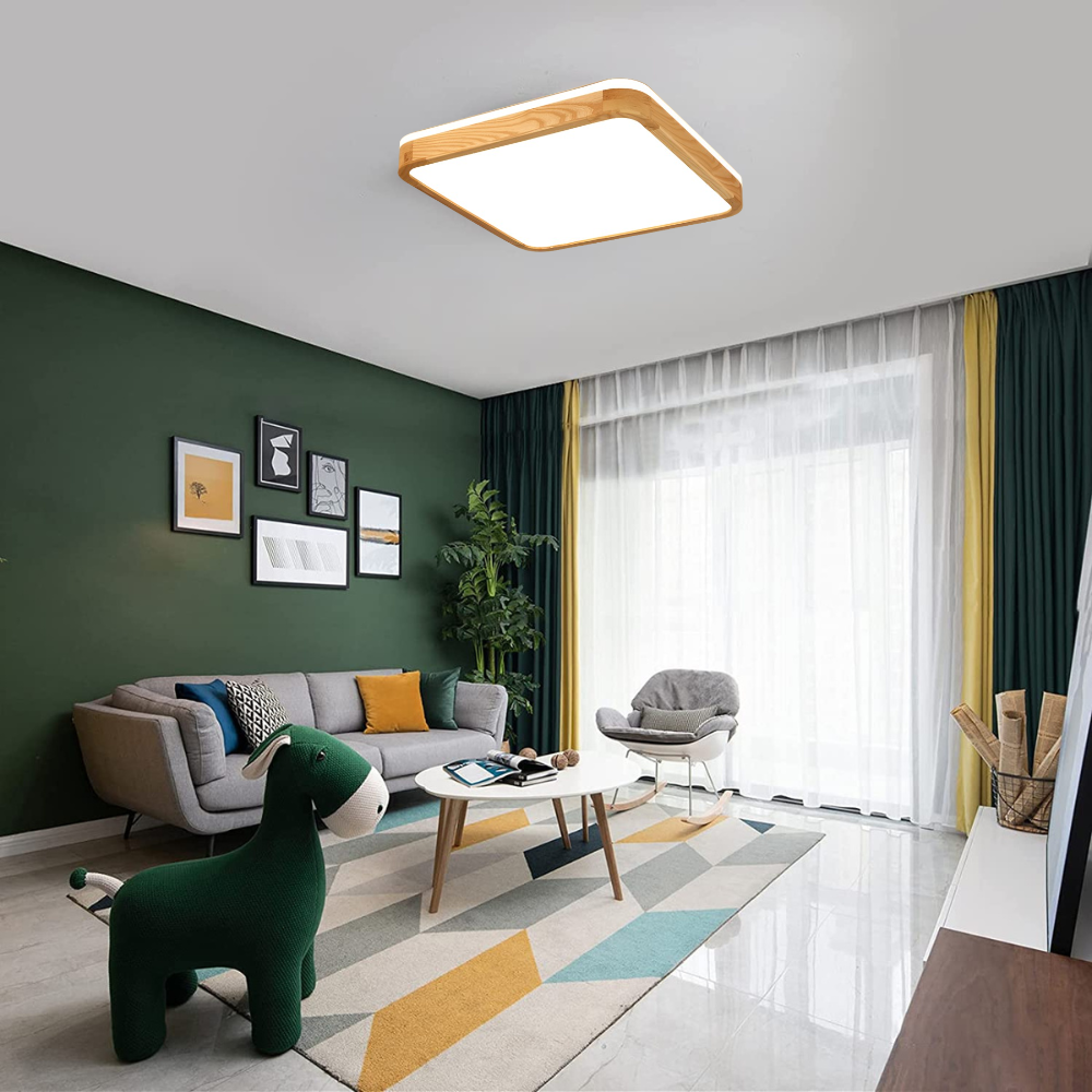 Koshi real wood ceiling light in a Muji-style Singapore bedroom by Goldberg Home.