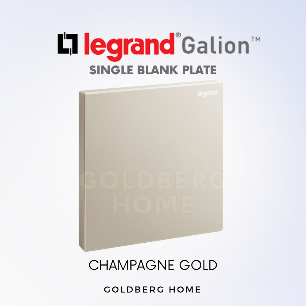 Legrand Galion 1-gang single blank plate in champagne finish for SG interiors, via Goldberg Home.