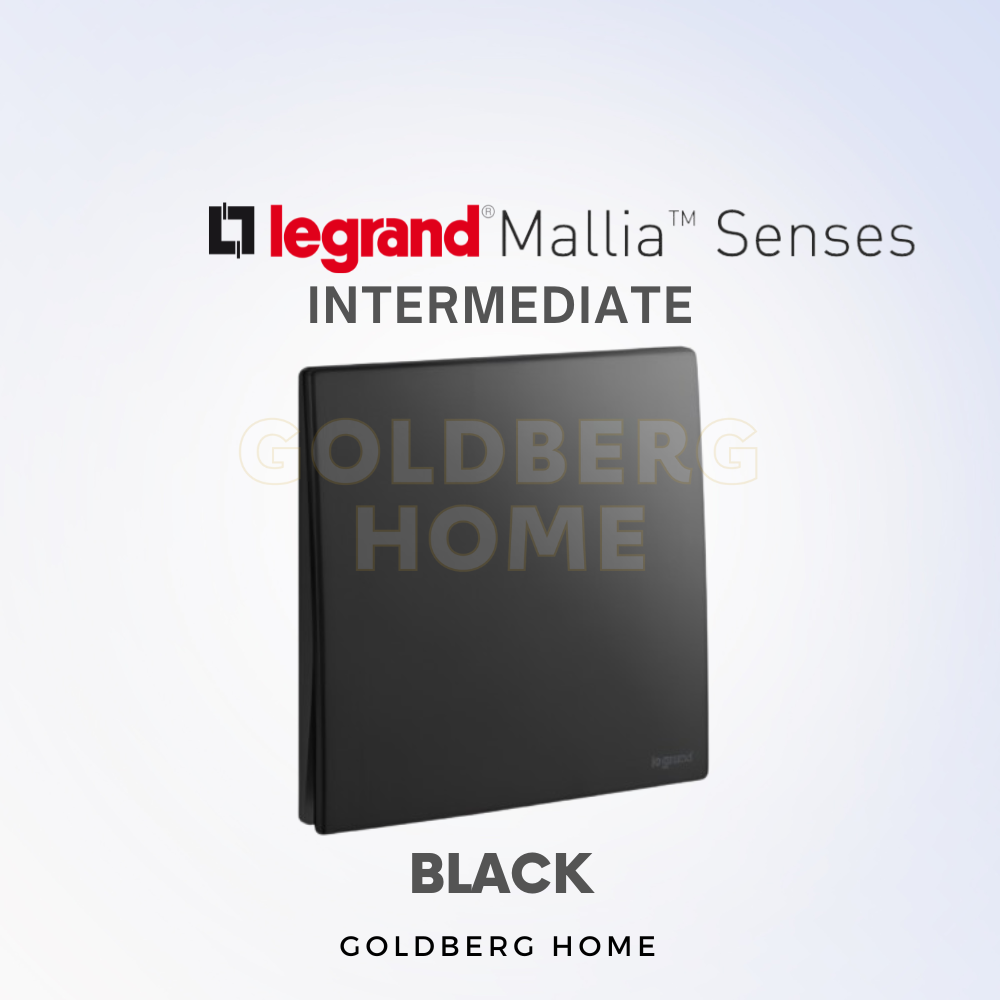 Matte Black Legrand Mallia Senses intermediate switch variant by Goldberg Home.