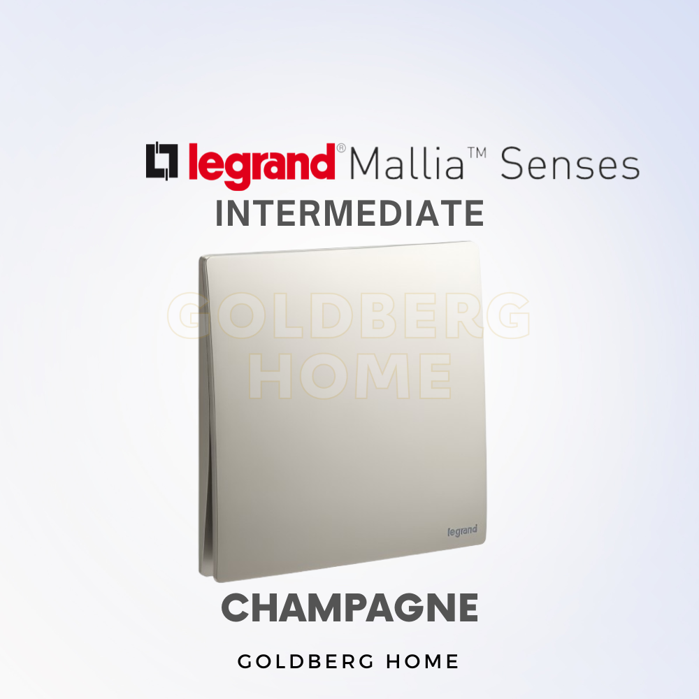 Champagne Gold Legrand Mallia Senses intermediate switch variant by Goldberg Home.