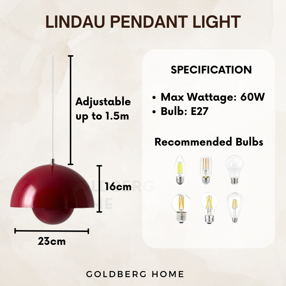 Measurement of Lindau White & Red Pendant light | Playful Contrast Pendant Light | Goldberg Home SG