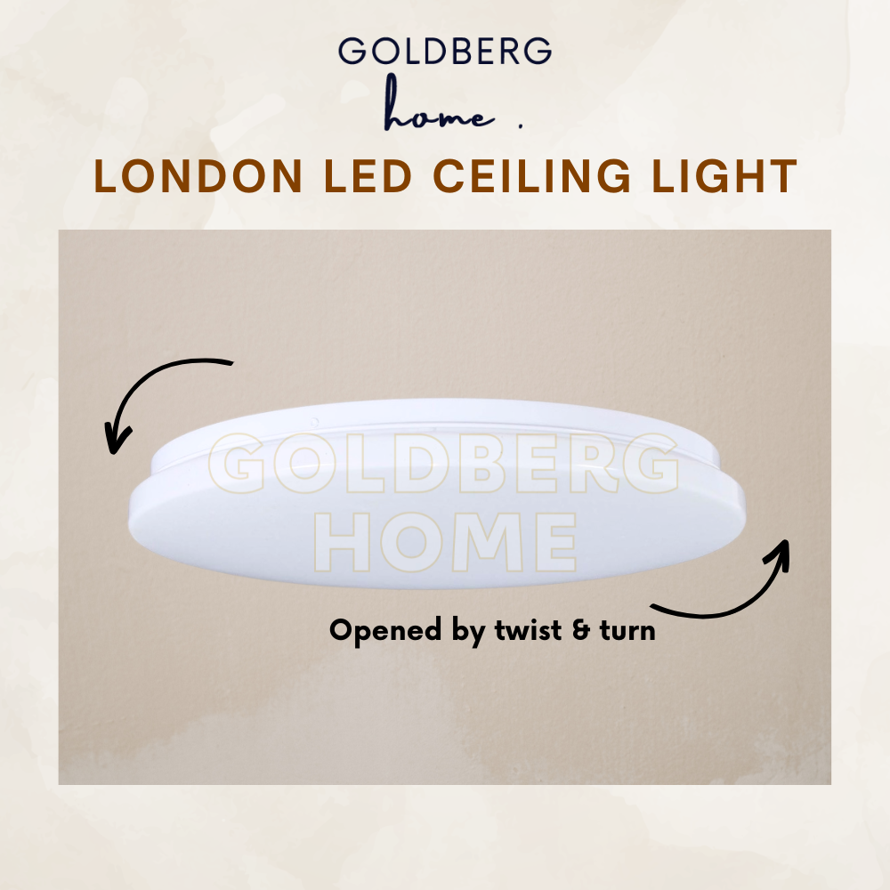 London series 24W and 36W high-performance white LED ceiling light by Goldberg Home.