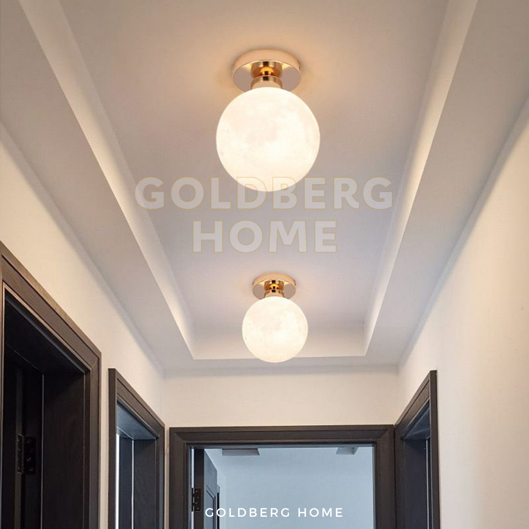 Goldberg Home Macon Moon downlights installed in a Scandinavian-style BTO corridor.