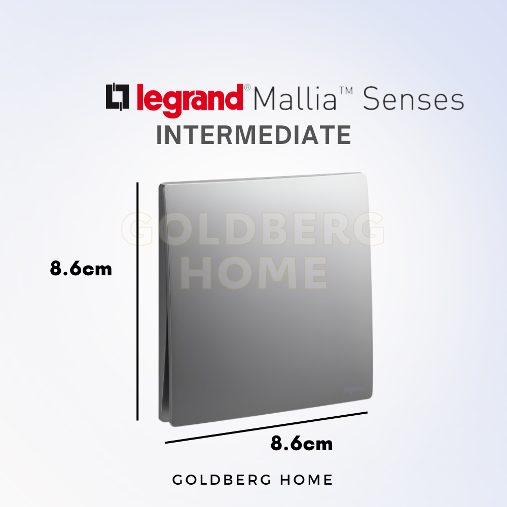 Dimensions and technical specs for Legrand Mallia Senses Matte Black intermediate switch
