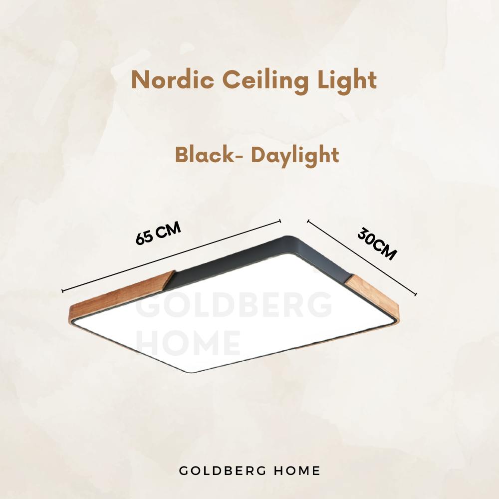 Black Mariko Nordic 34W Daylight LED. Modern Goldberg Home rectangle light for Singapore home offices.