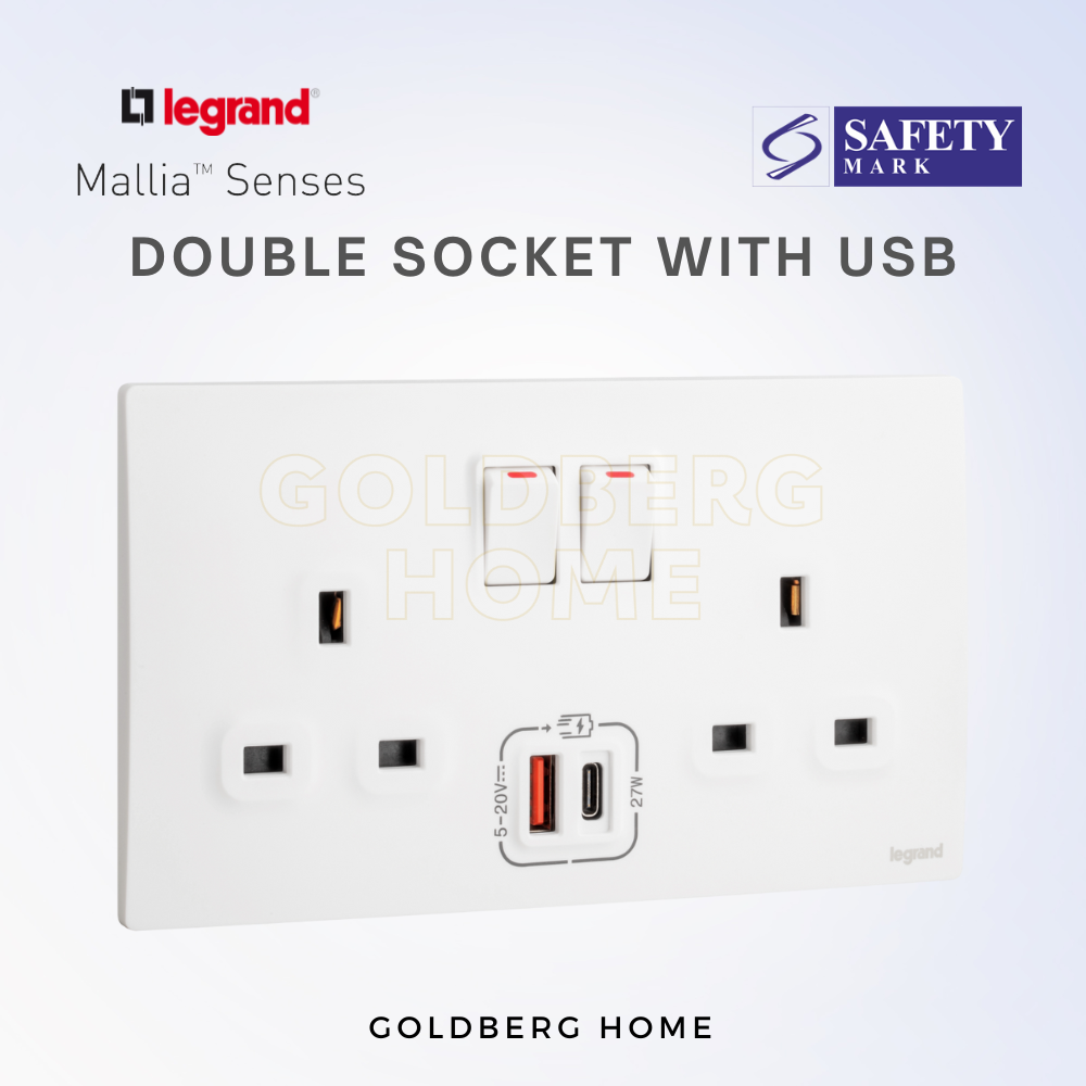 Legrand Mallia Senses Socket with USB White Dark Silver Champagne Matt Black