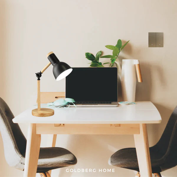 Price guide for Mid-Century Modern table lamps by Goldberg Home, featuring premium glass and SG 3-pin plugs.