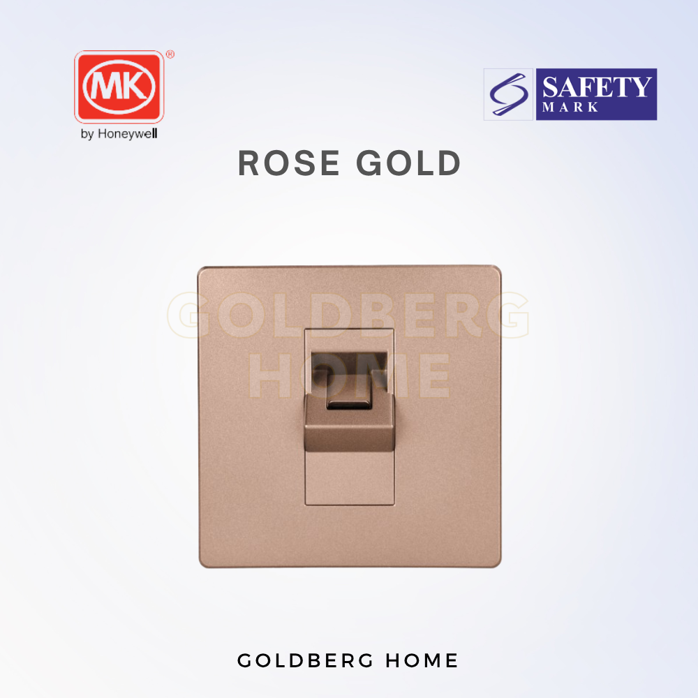 MK Honeywell Aria RJ45 Cat6 ethernet data socket in rose gold finish, available at Goldberg Home.