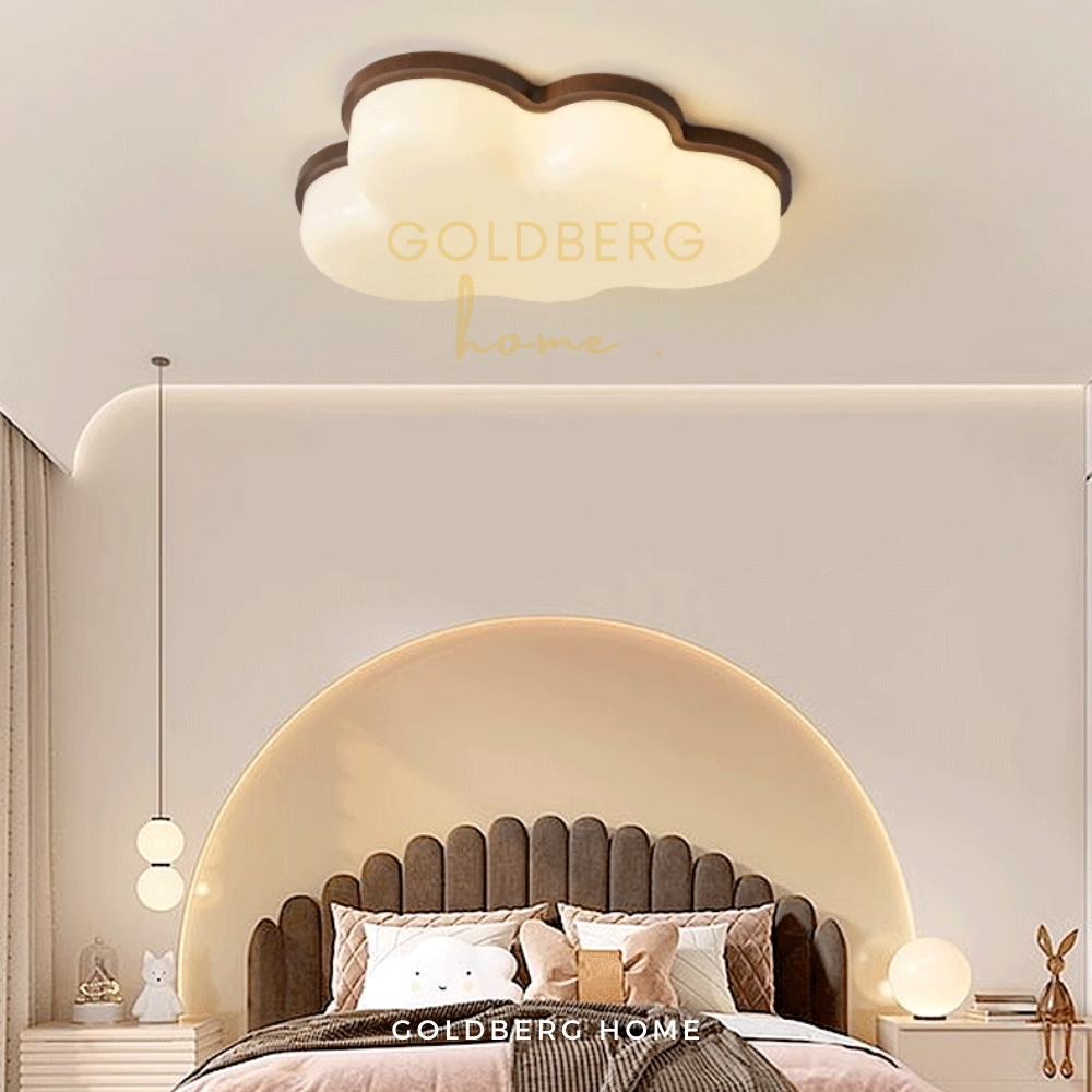 Whimsical Omika Cloud light installed in a modern Singapore nursery or children's bedroom.