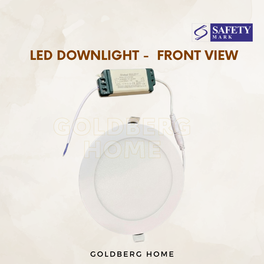 Front structural view of rotatable recessed downlight casing showing secure mounting spring clips.
