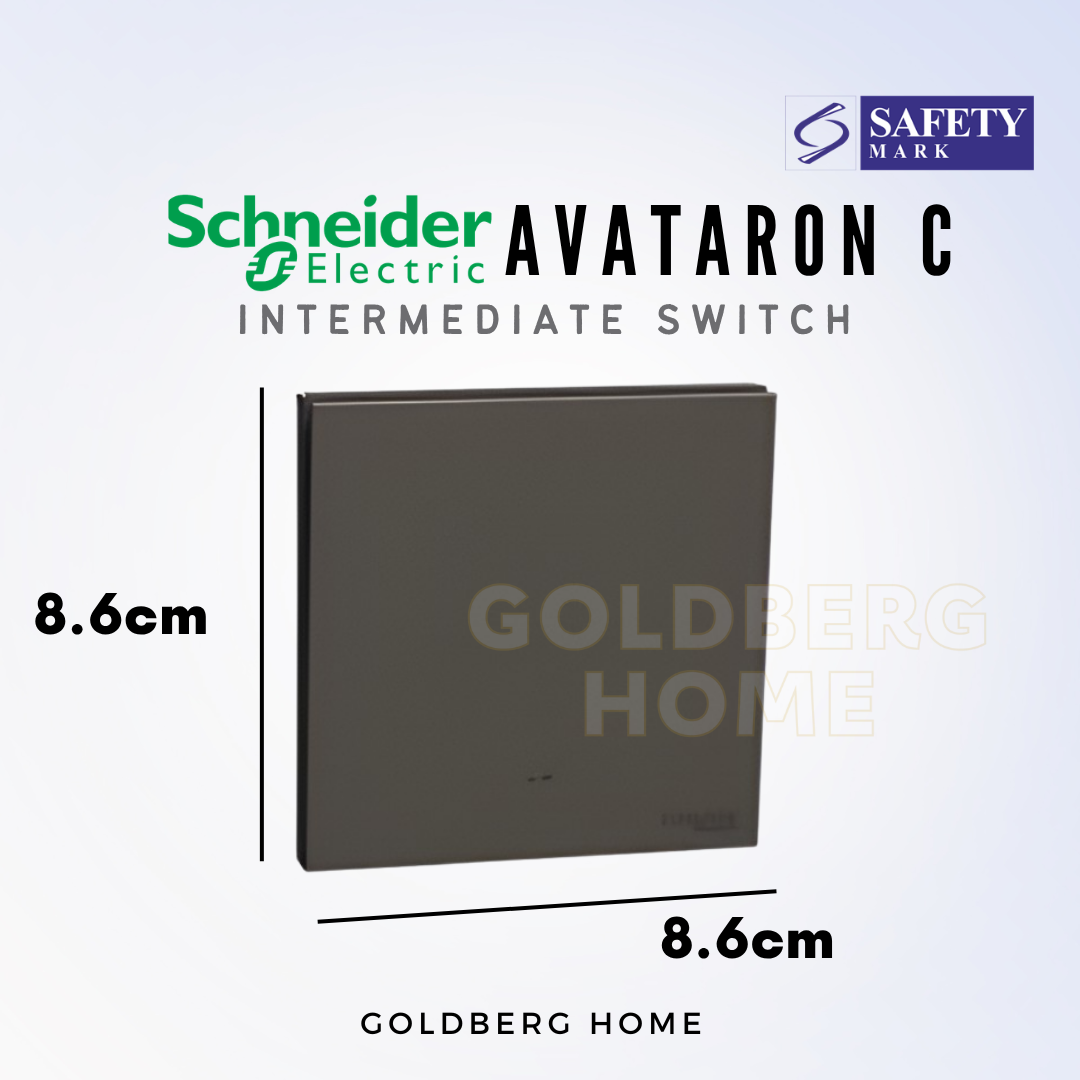 8.6cm x 8.6cm dimensions for Schneider AvatarON C 1 gang intermediate switch by Goldberg Home