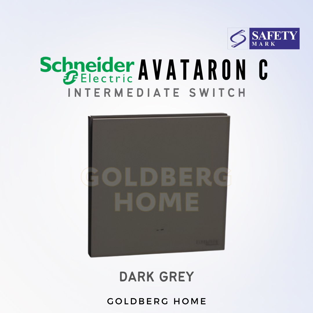 Modern dark grey Schneider AvatarON C 1 gang intermediate switch by Goldberg Home