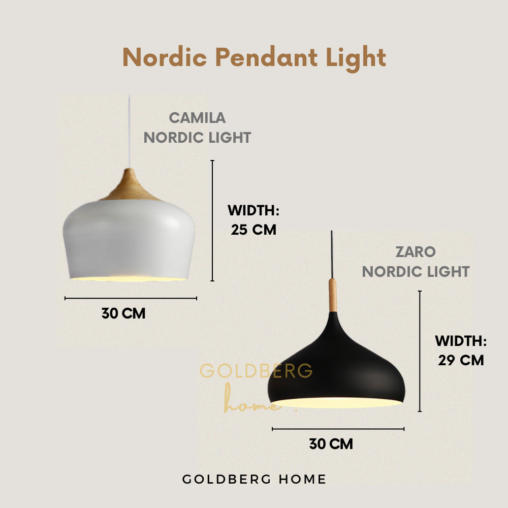 Measurement of Camila Zaro Nordic Pendant Light | Nordic Pendant Light | Goldberg Home SG