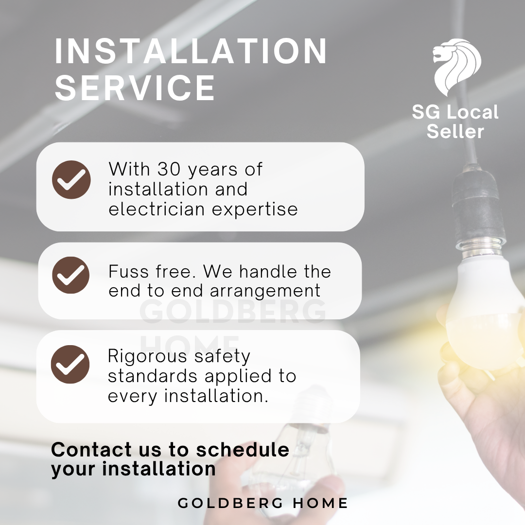 Professional installation for switches, lights, and fans. Goldberg Home 30-year expert safety standards in Singapore.