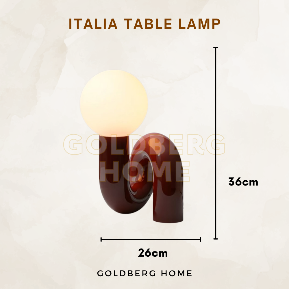 Italia Table Lamp - Wine Red- SG safety 3pin plug - Bedroom Light | Goldberg Home