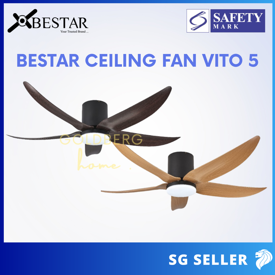Bestar Ceiling Fan VITO 5 suitable for SG HDB Condo Landed | Wifi Controlled Ceiling Fan | Goldberg Home SG