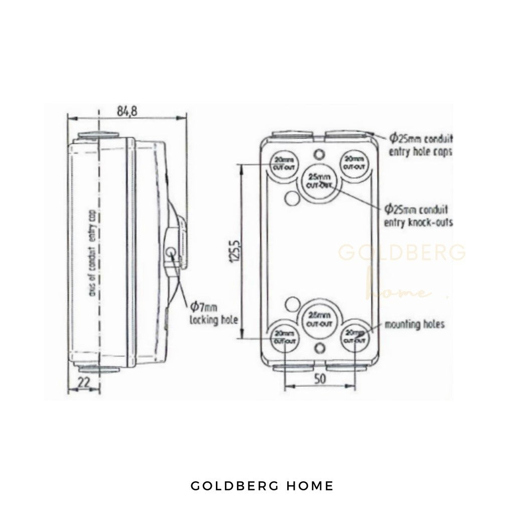 Legrand Weatherproof IP66 2 Pole Isolator Goldberg Home SG