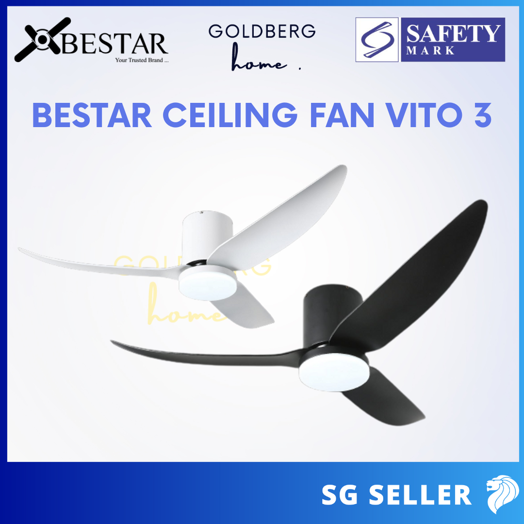 Bestar Wifi Controlled Ceiling Fan VITO 3 suitable for SG HDB Condo Landed | DC Motor Ceiling Fan | Goldberg Home SG