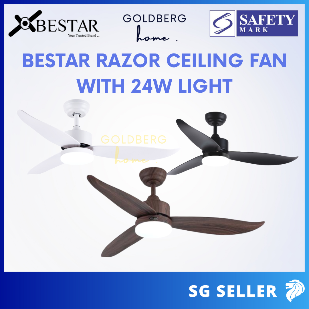 Bestar Razor Ceiling Fan for SG HDB Condo Landed | Ceiling Fan with Light | Goldberg Home SG