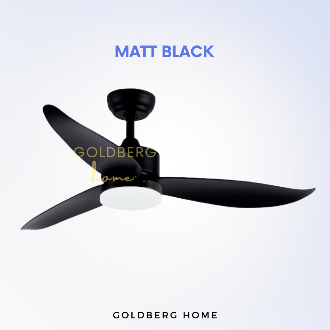 Matt Black Bestar Razor Ceiling Fan for SG HDB Condo Landed | Ceiling Fan with Light | Goldberg Home SG