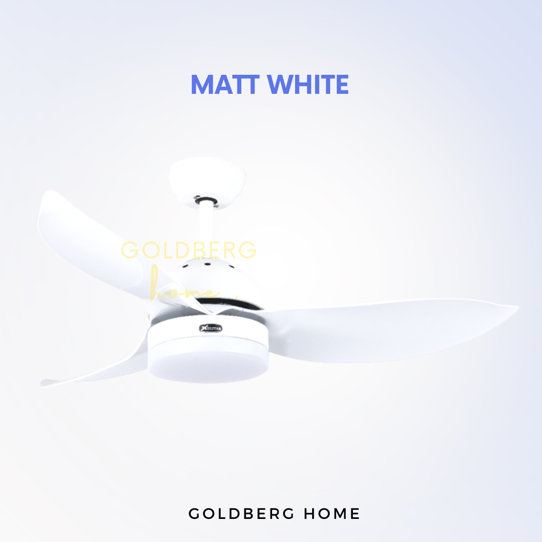 Matt White Bestar Raptor Ceiling Fan for SG HDB Condo Landed | Ceiling Fan with LED Light | Goldberg Home SG