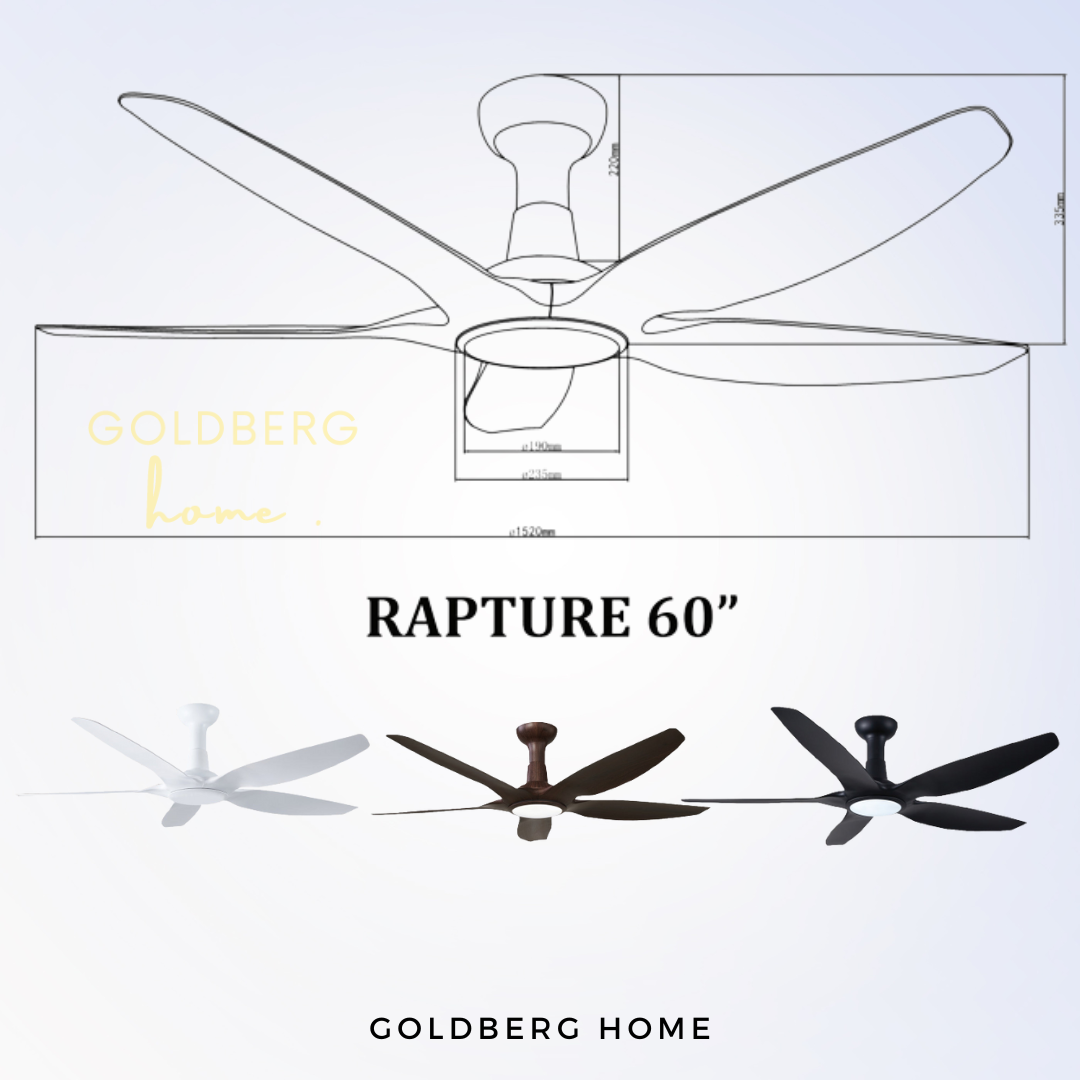 60" Bestar Rapture Wifi Smart Ceiling Fan | DC Motor Ceiling Fan | Goldberg Home SG