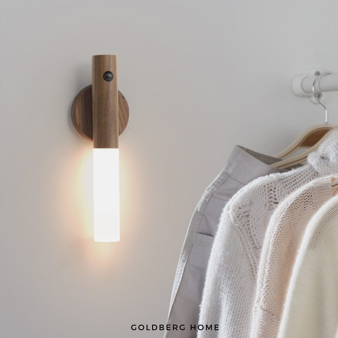 USB Rechargeable Walnut Wall Lamp Goldberg Home SG