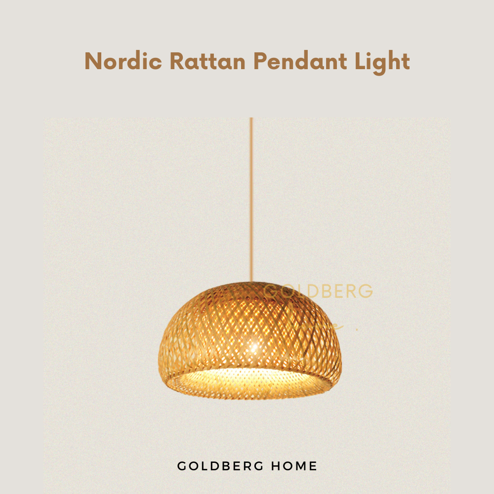 Nordic Rattan Pendant Light Wooden Goldberg Home SG