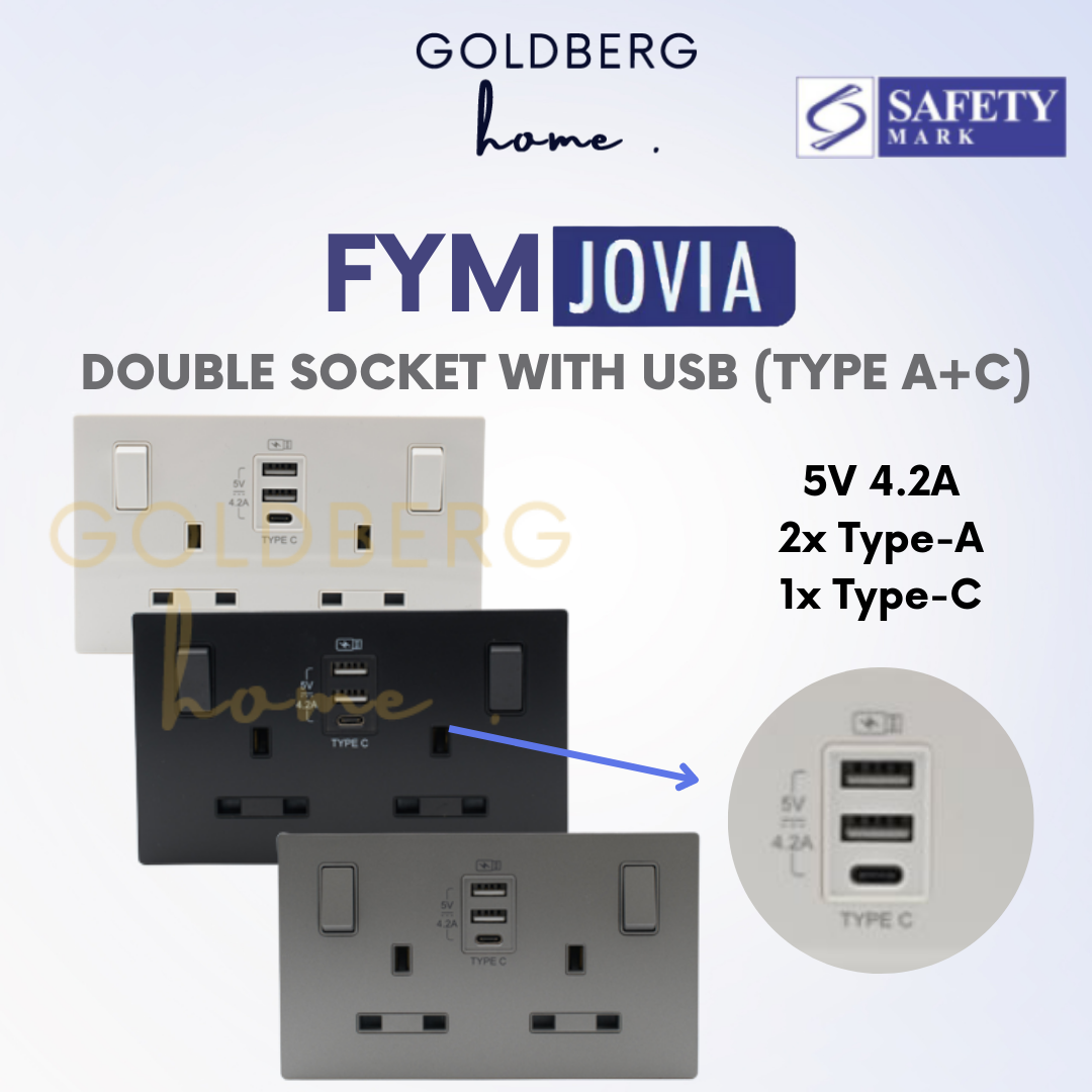 FYM Jovia Double Socket with USB Type A Type C Goldberg Home SG